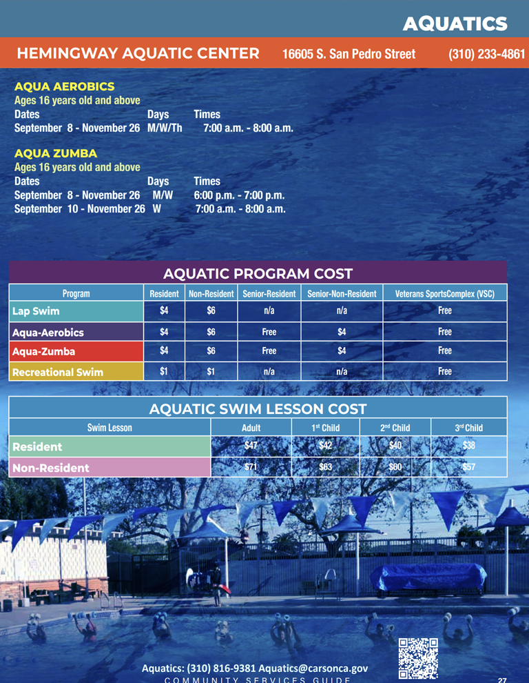 Aquatics - Hemingway Fall 2025