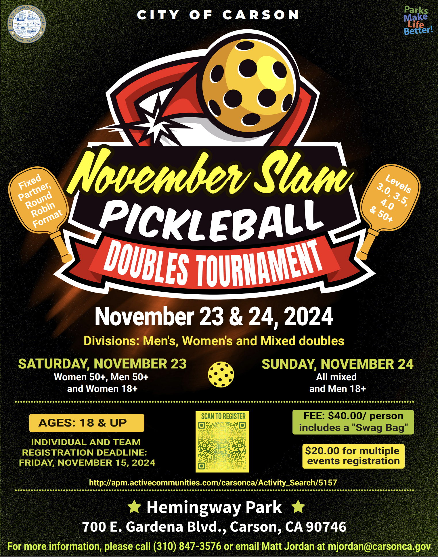 Click to Register - November Slam Pickleball Tournament